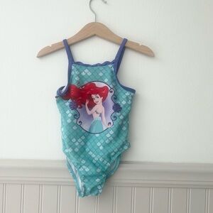 Disney Girls 2T Ariel Little Mermaid Graphic Kids One Piece Swimsuit